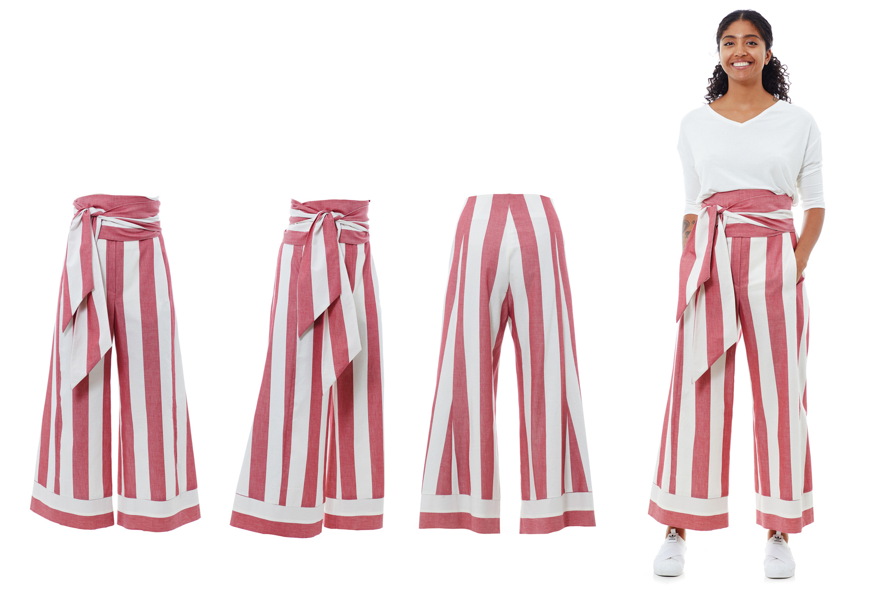 Culotte Bindeband Blockstreifen rot weiss